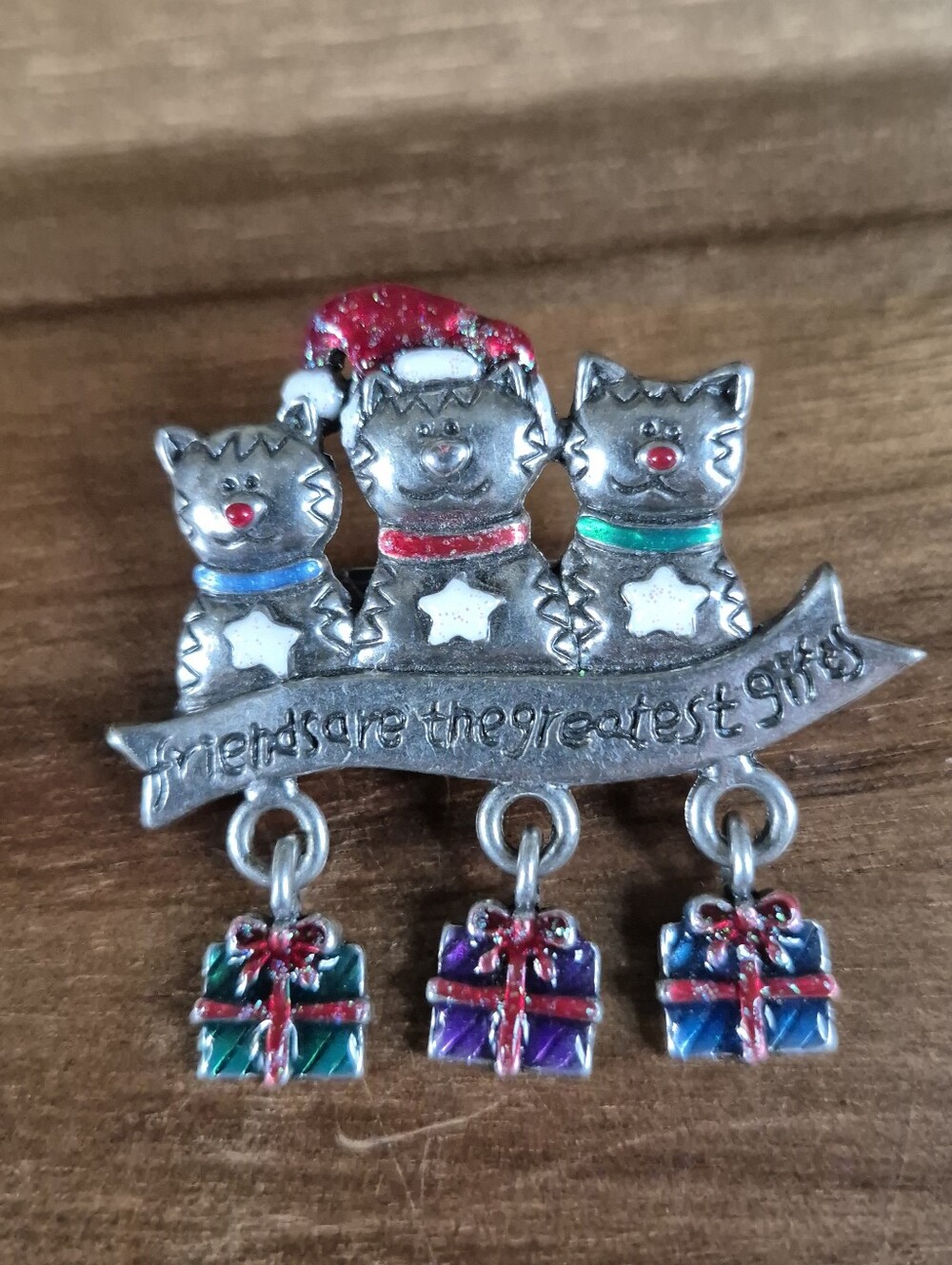 Vintage AJMC Cat Friends Brooch